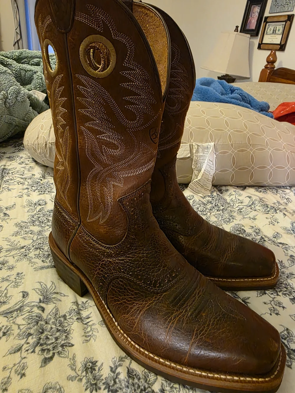 Ariat Brown Leather Western Pull-On Boots Men's 9.5D